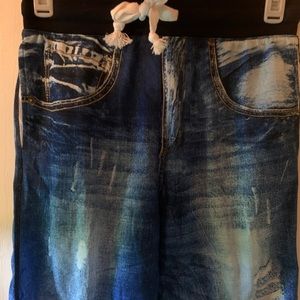 Stretchy denim look shorts